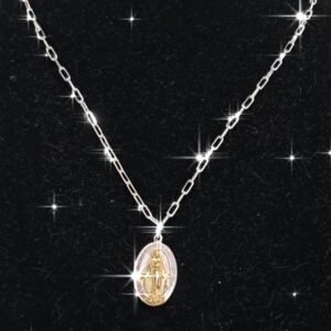cadena de plata y medalla milagrosa de plata y oro