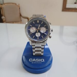 Reloj cronógrafo Casio Edifice EFR-575D-2ADF para hombre con correa de acero inoxidable, esfera azul y sub-diales de medición.